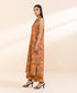 Women's Unstitched Light Khaddar Printed Orange 2 Piece Suit